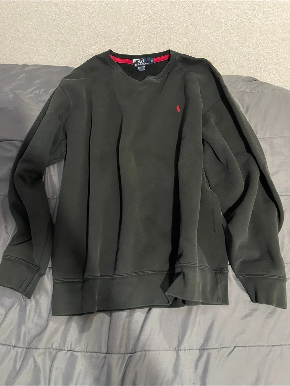 Polo by Ralph Lauren Black Crewneck Sweatshirt with Red Pony
